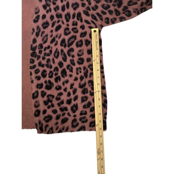 Volcom Fuzzy Leopard Print Cardigan – Pink/Black – W Medium - Picture 8 of 9